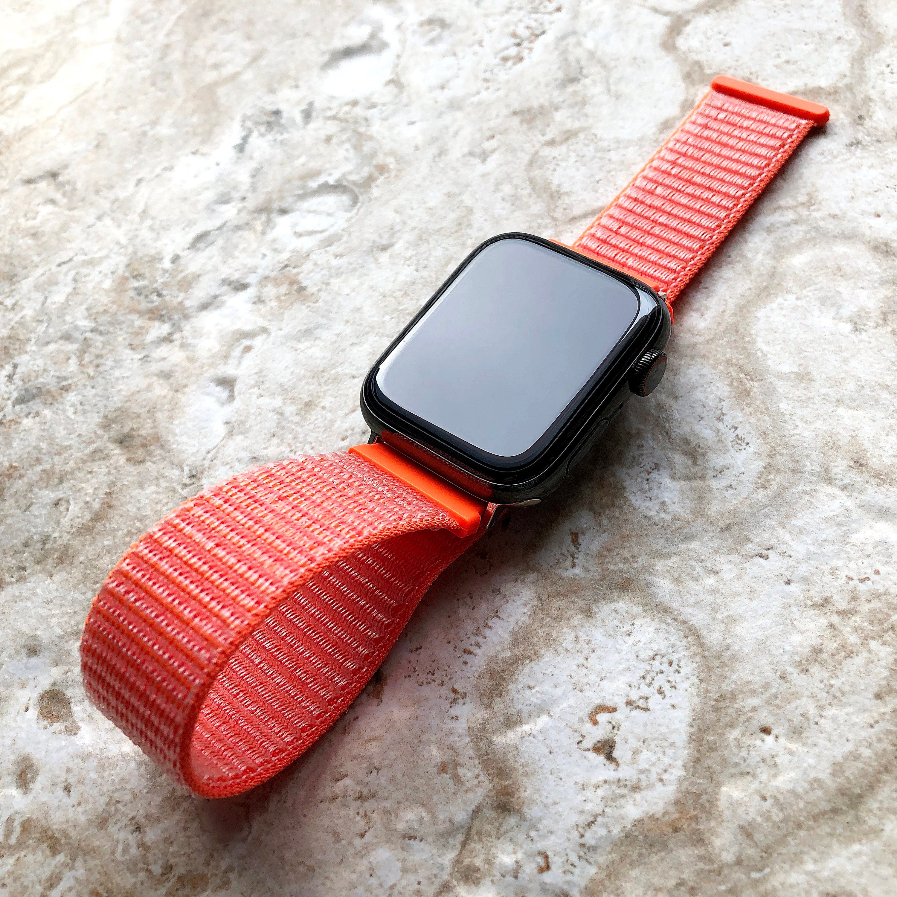 Apple Watch Spicy Orange Band Loop and Hook for iWatch Ultra 2 49mm and 9 8 Series 41mm 45mm Case Sport Adjustable Strap Soft Nylon Weave